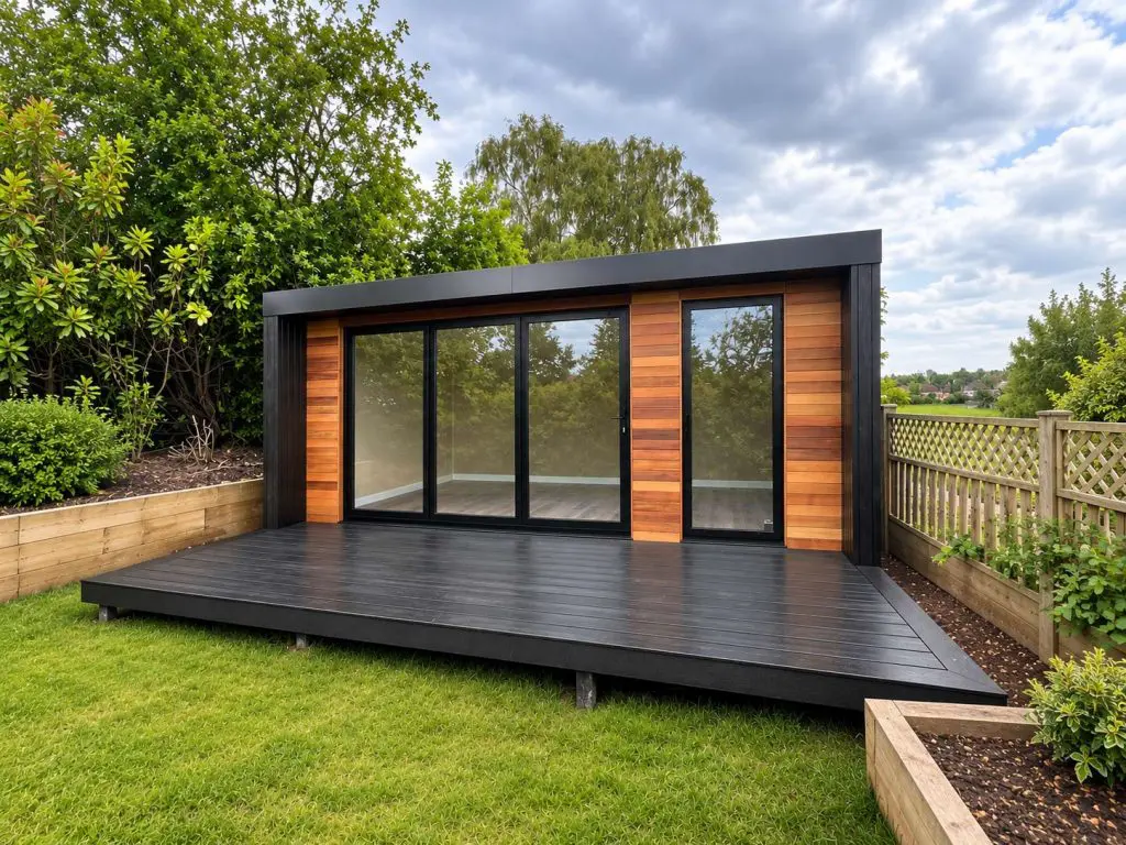 black and cedar garden room